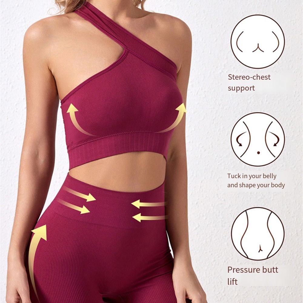 Seamless Ribbed Workout Tank Top - 2枚組 再利用可能 シームレス レディース ワークアウトセット ハイウエスト