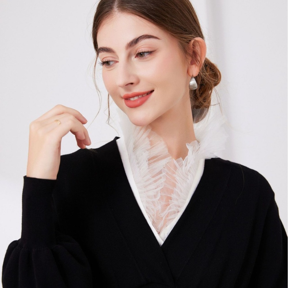 Tops - V字型のメランジ糸を使用した、取り外し可能なフェイクカラー。女性用、秋冬のセーターに重ね着できる装飾トップス。