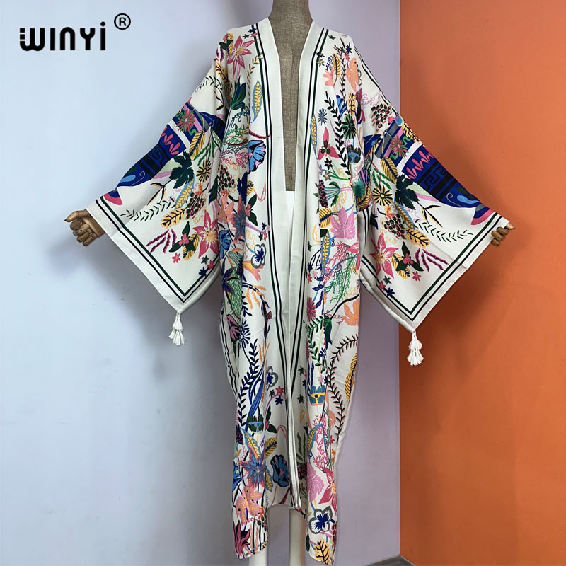 Boho Summer Beach Maxi Dress - Winyi-ビーチ用の着物,自由奔放に生きるスタイル,長袖,マキシ,新しい夏のコレクション2023