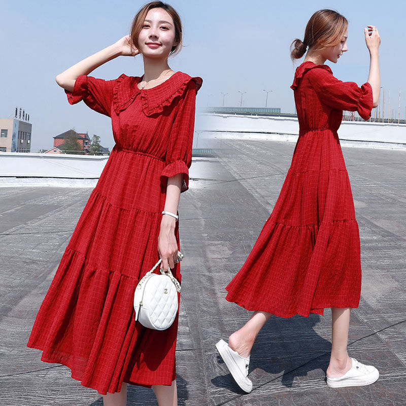 パフスリーブのショートシルクシフォンサマードレス,女性のため - French Vintage Floral Midi Dress のレビューと価格