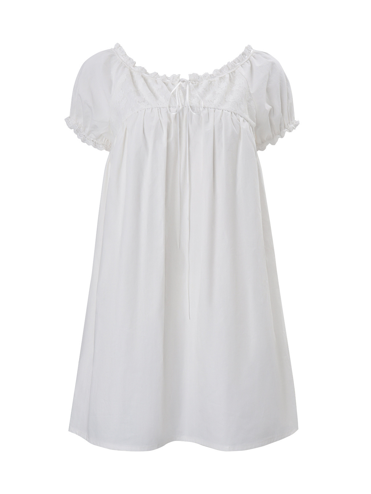 ホワイトオフショルダーレースベビードールミニドレス女性パフ半 - Off Shoulder Puff Sleeve Sundress のレビューと価格