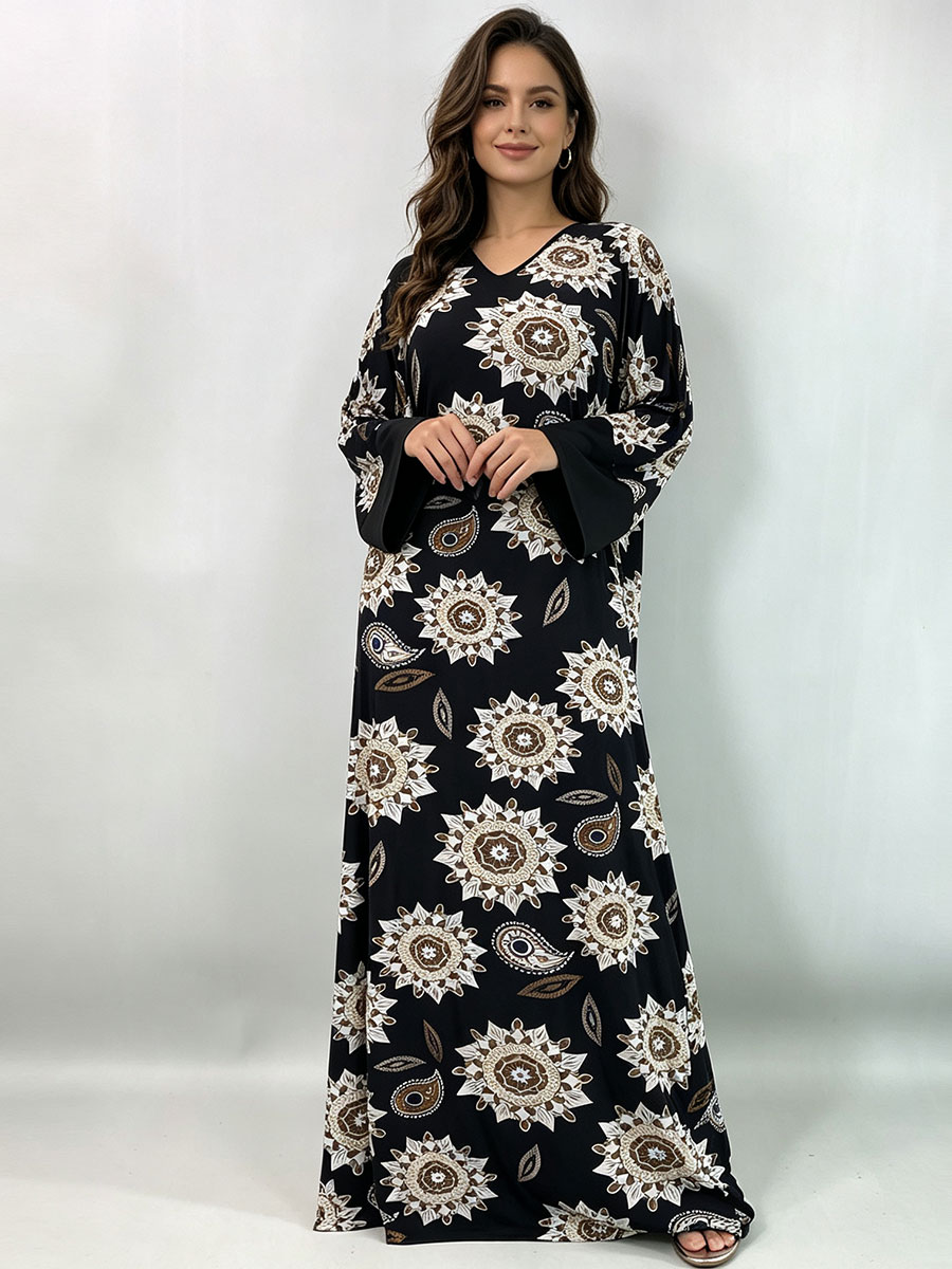 プラスサイズ マキシドレス レディース ブラック ボヘミアン - Boho Summer Beach Maxi Dress のレビューと価格