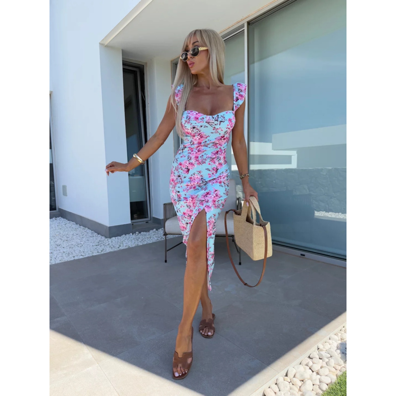 Women's Floral Ruffled Midi Dr - French Vintage Floral Midi Dress のレビューと価格