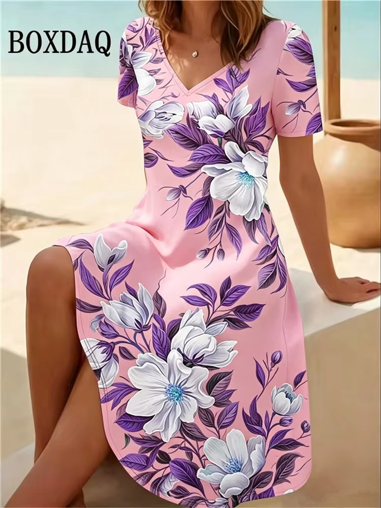 6XL プラスサイズの女性のドレス夏のビーチカジュアル A  - Boho Summer Beach Maxi Dress のレビューと価格
