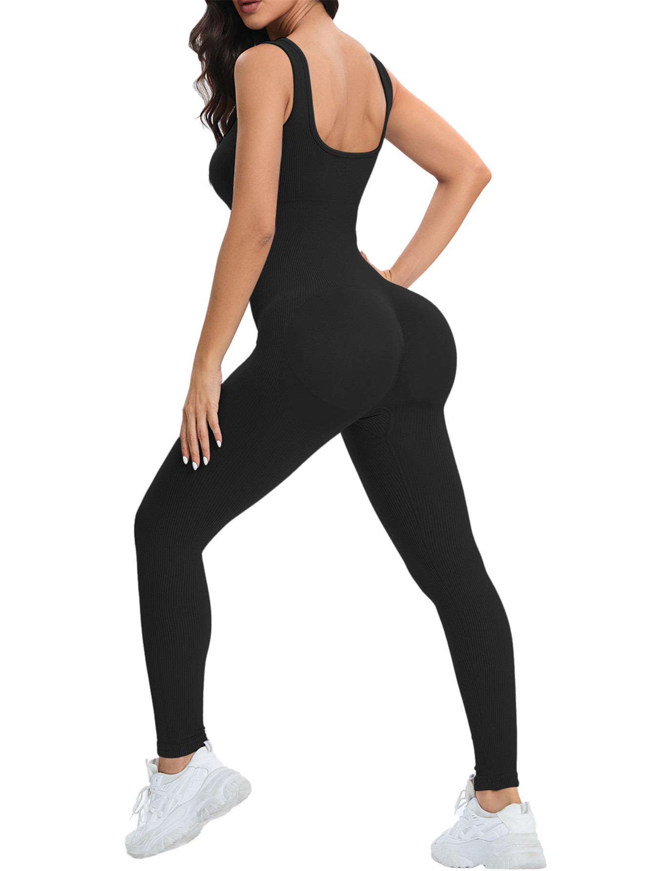 女性用ワークアウトシームレスジャンプスーツ ヨガ リブ編み  - Seamless Ribbed Workout Tank Top のレビューと価格