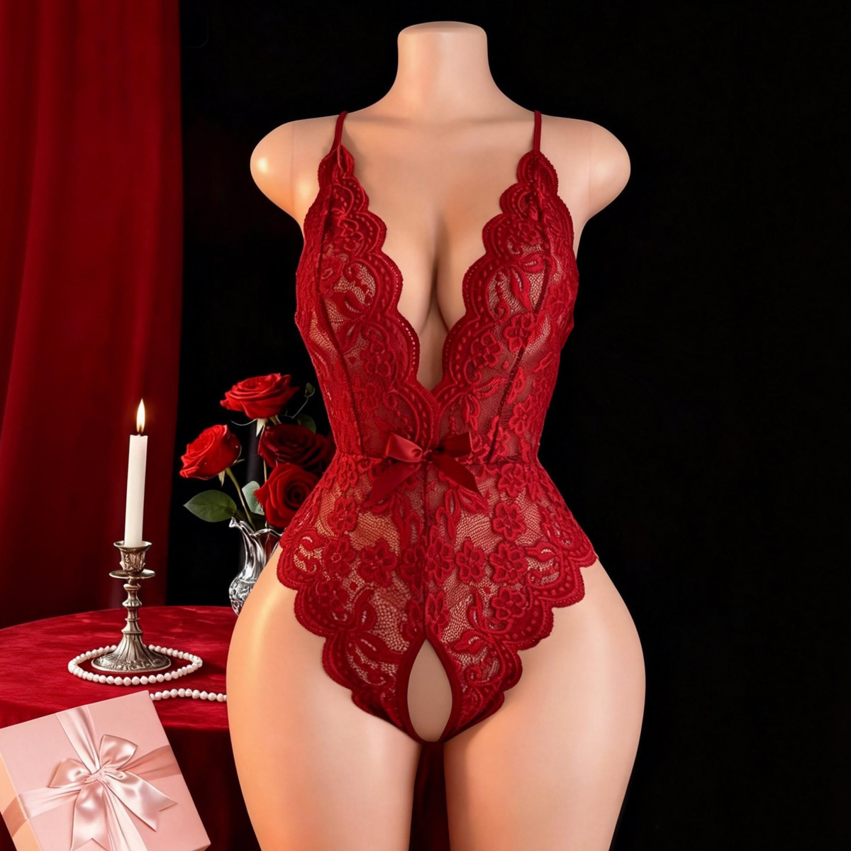 ホットクロッチレスセクシーランジェリー女性用エロティック下着 - Lingerie のレビューと価格