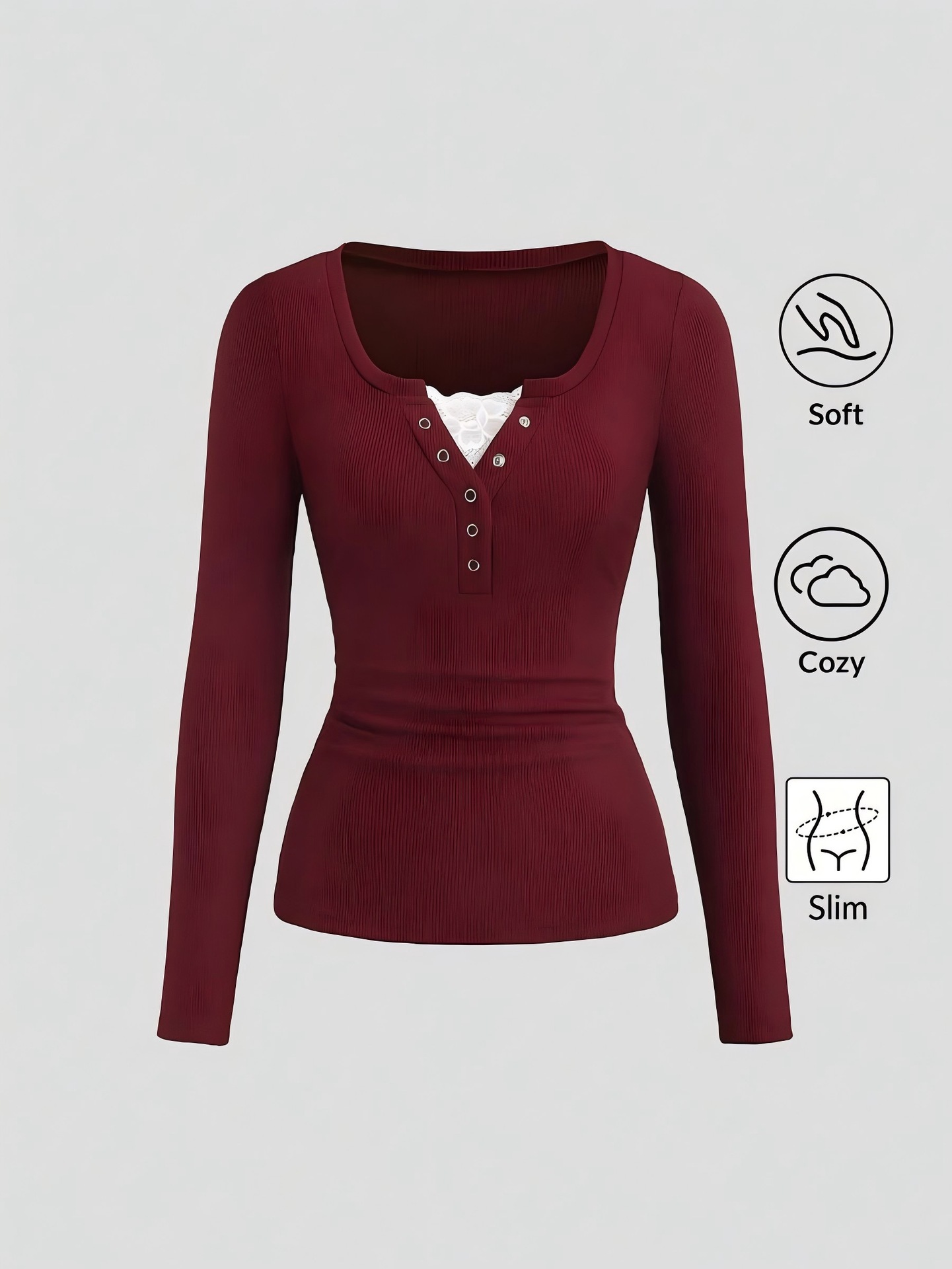 女性用アメリカンヘンリーVネックボタン長袖Tシャツウエストギ - Blouses のレビューと価格