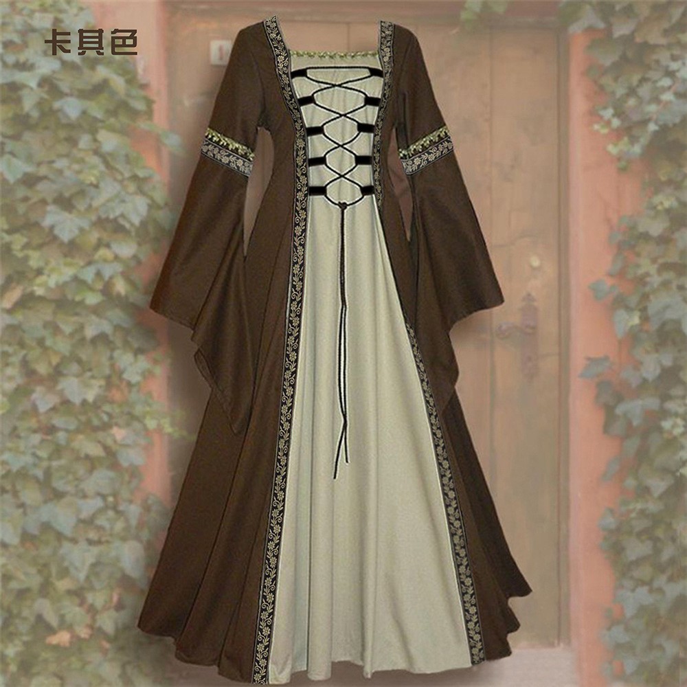 ベルスリーブの長袖、Aラインのセクシーなドレス。パッチワーク - Dresses のレビューと価格