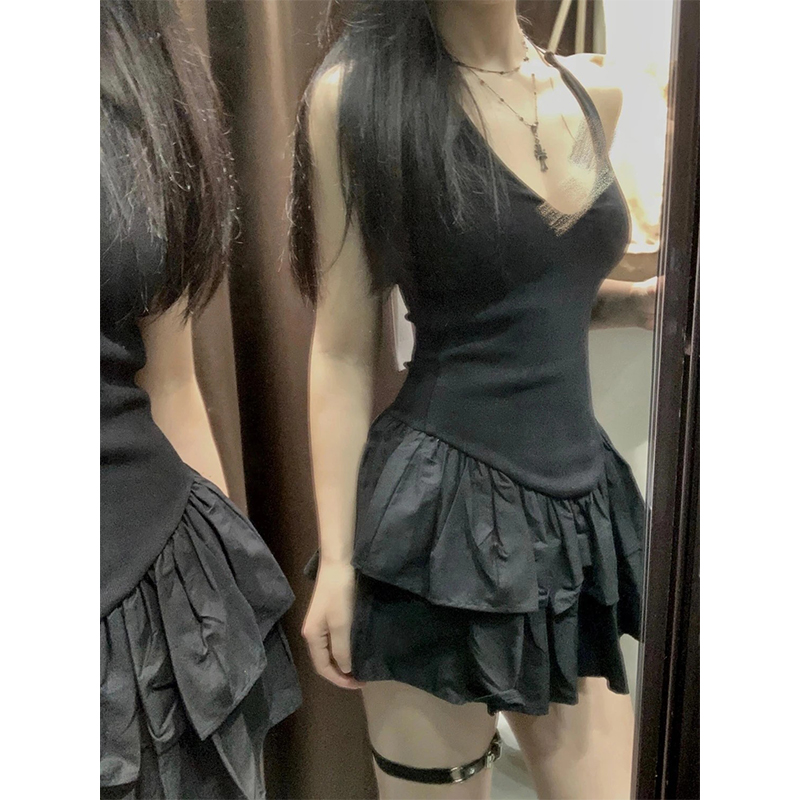MEXZT Y2K 黒ミニドレスの女性のファッションパーティ - Y2K Backless Halter Mini Dress のレビューと価格