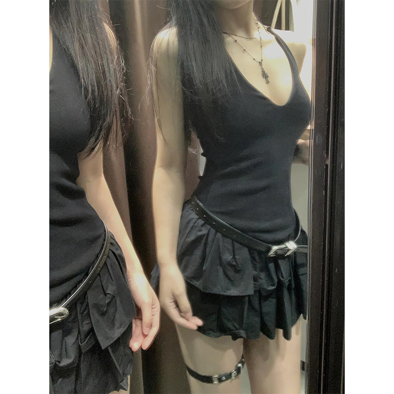 MEXZT Y2K 黒ミニドレスの女性のファッションパーティ - Y2K Backless Halter Mini Dress のレビューと価格