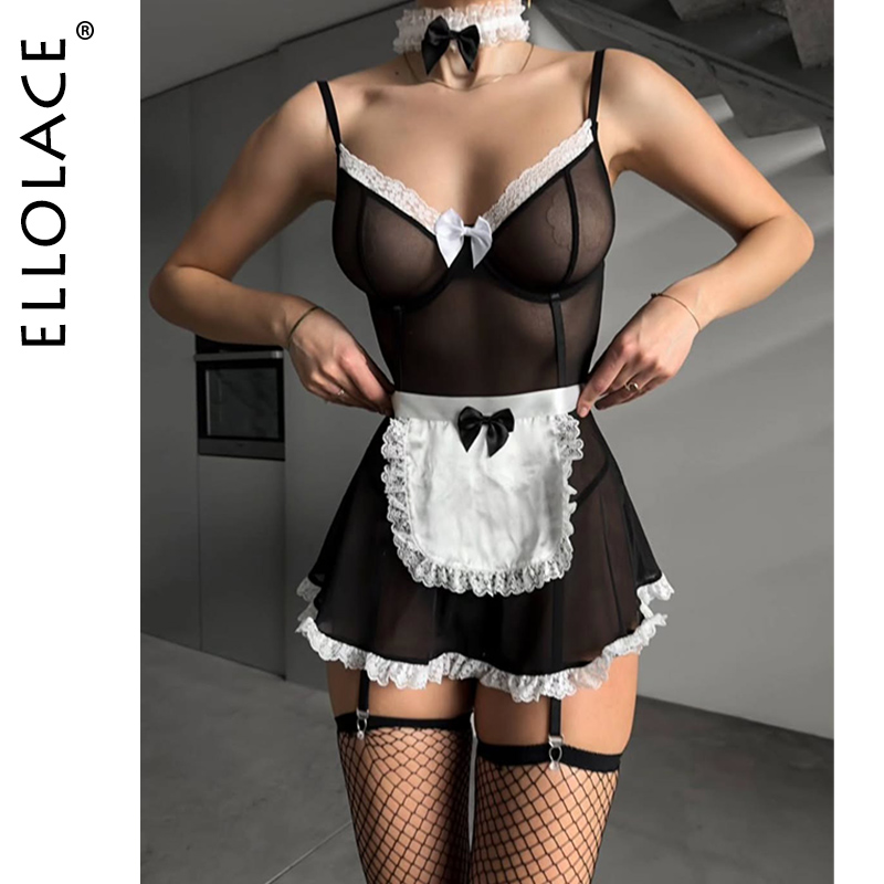 Ellolace コスプレ女性のランジェリーセットメイドセク - Lingerie のレビューと価格