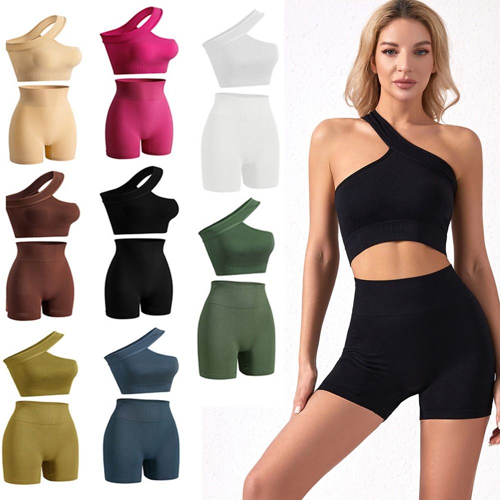 2点セット、快適なシームレスデザインの女性用ワークアウトウェ - Seamless Ribbed Workout Tank Top のレビューと価格