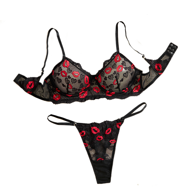 透明レース下着セクシーランジェリーセット レディース誘惑ブラ - Lingerie のレビューと価格