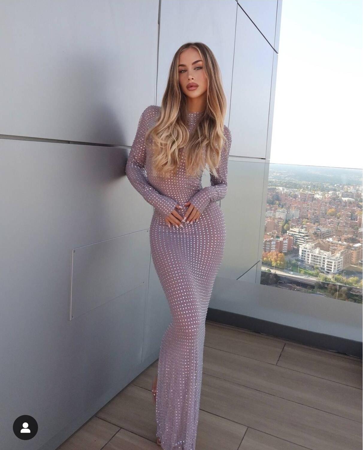 きらびやかなラインストーンが付いた透明な写真撮影ドレス,伸縮 - Sparkly Rhinestone Club Party Dress のレビューと価格