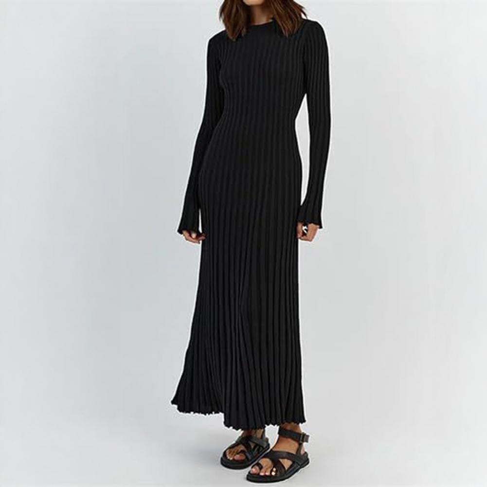 リブニットワンピース レディース 長袖ニットマキシワンピース - Bodycon Long Sleeve Ribbed Dress のレビューと価格