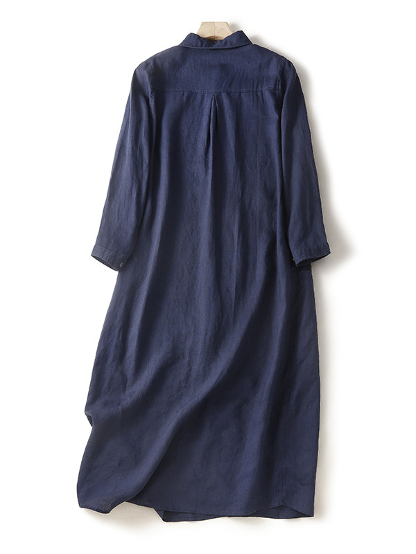 カジュアルなコットンリネン素材のゆったりとしたシャツワンピー - Casual Loose Linen Shirt Dress のレビューと価格