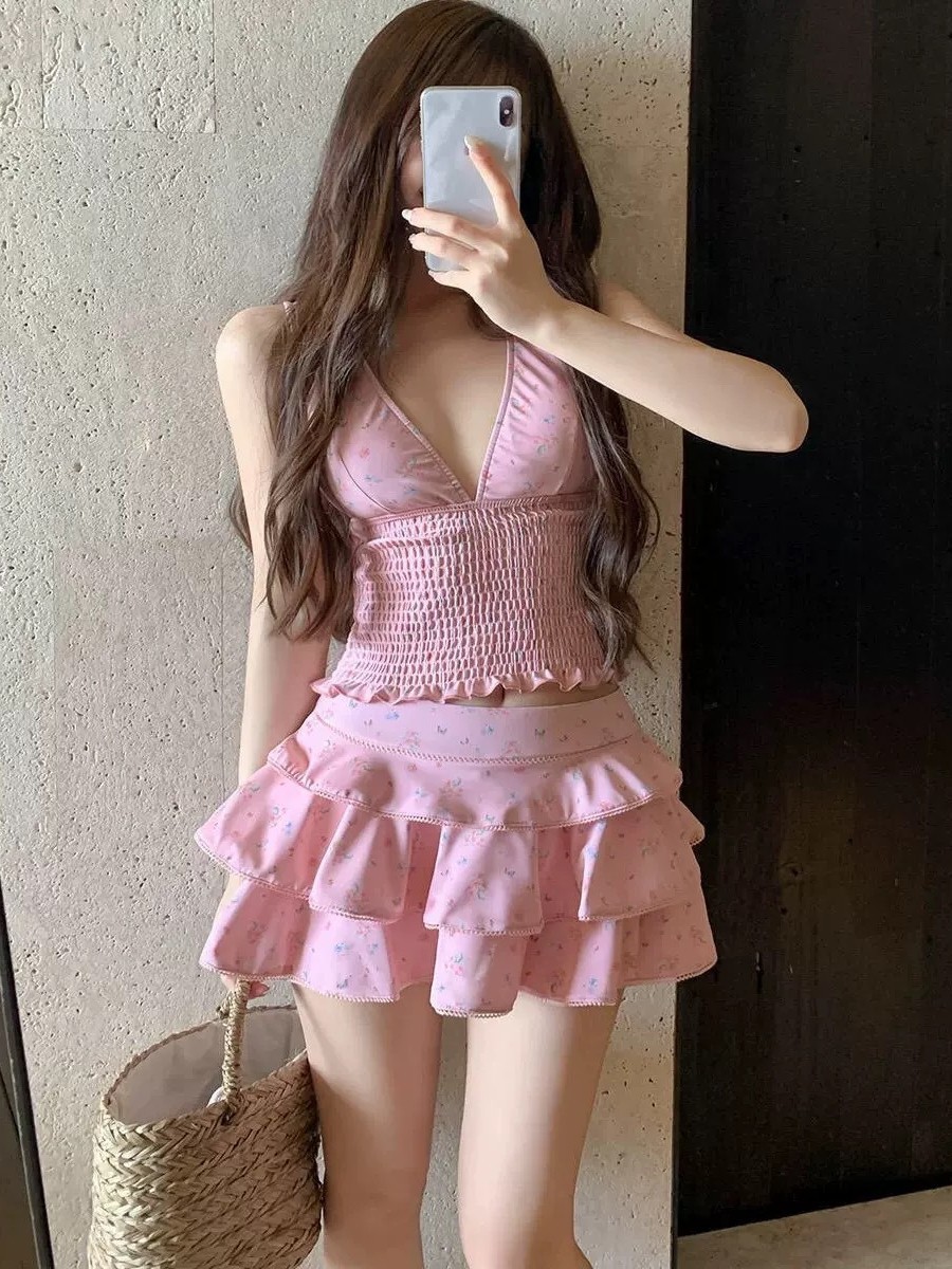 夏の女性の服痩身タンキニ水着女性控えめなスカート付きビキニセ - Skirts のレビューと価格