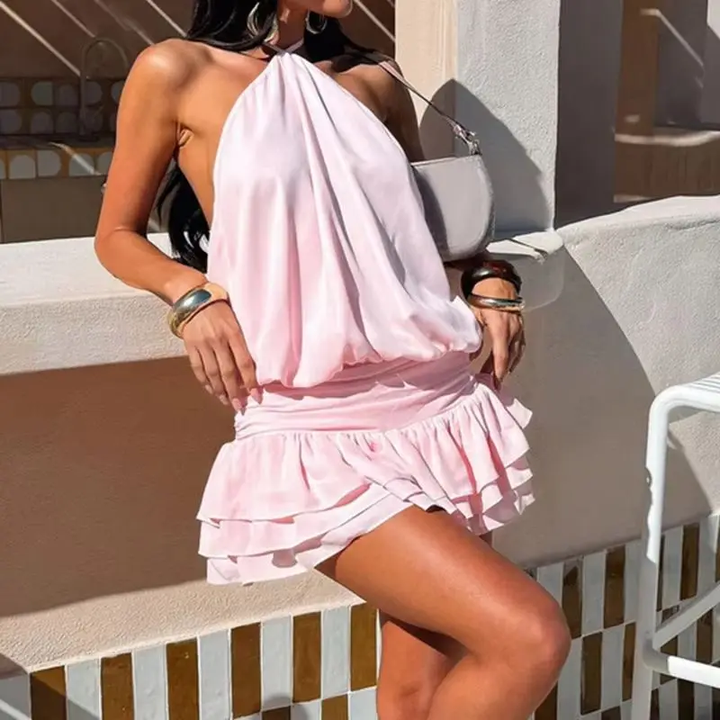 包帯風 エレガント ホルターネック バックレス ミニドレス  - Y2K Backless Halter Mini Dress のレビューと価格
