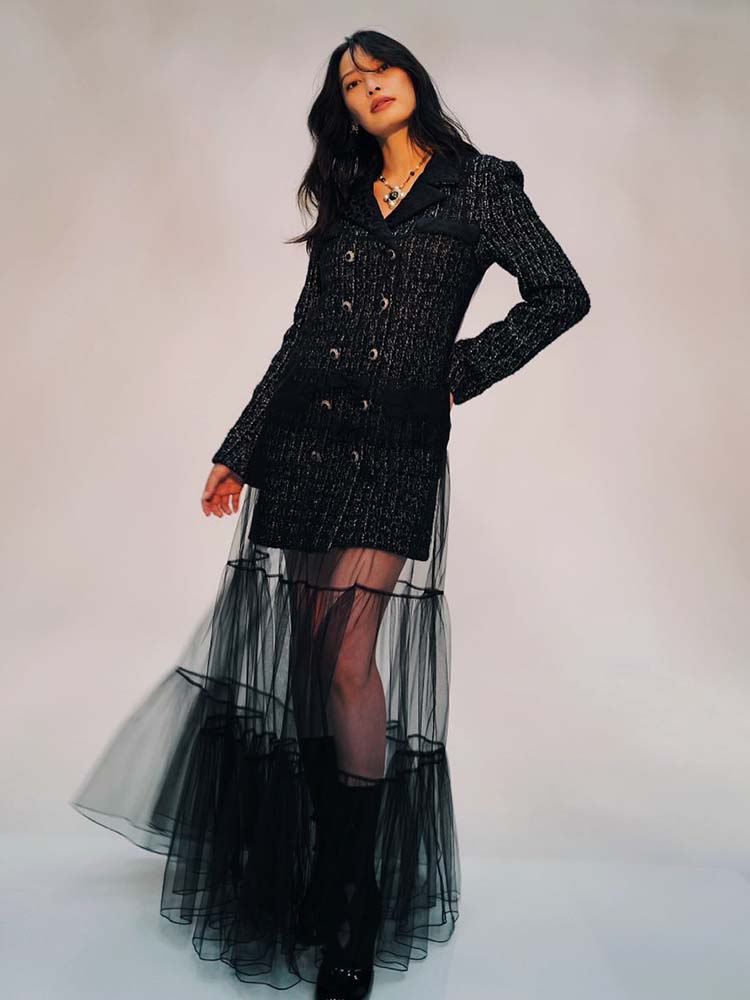 VC レディース ツイード ブレザー ドレス セット メッシ - Tweed Two Piece Blazer Dress のレビューと価格