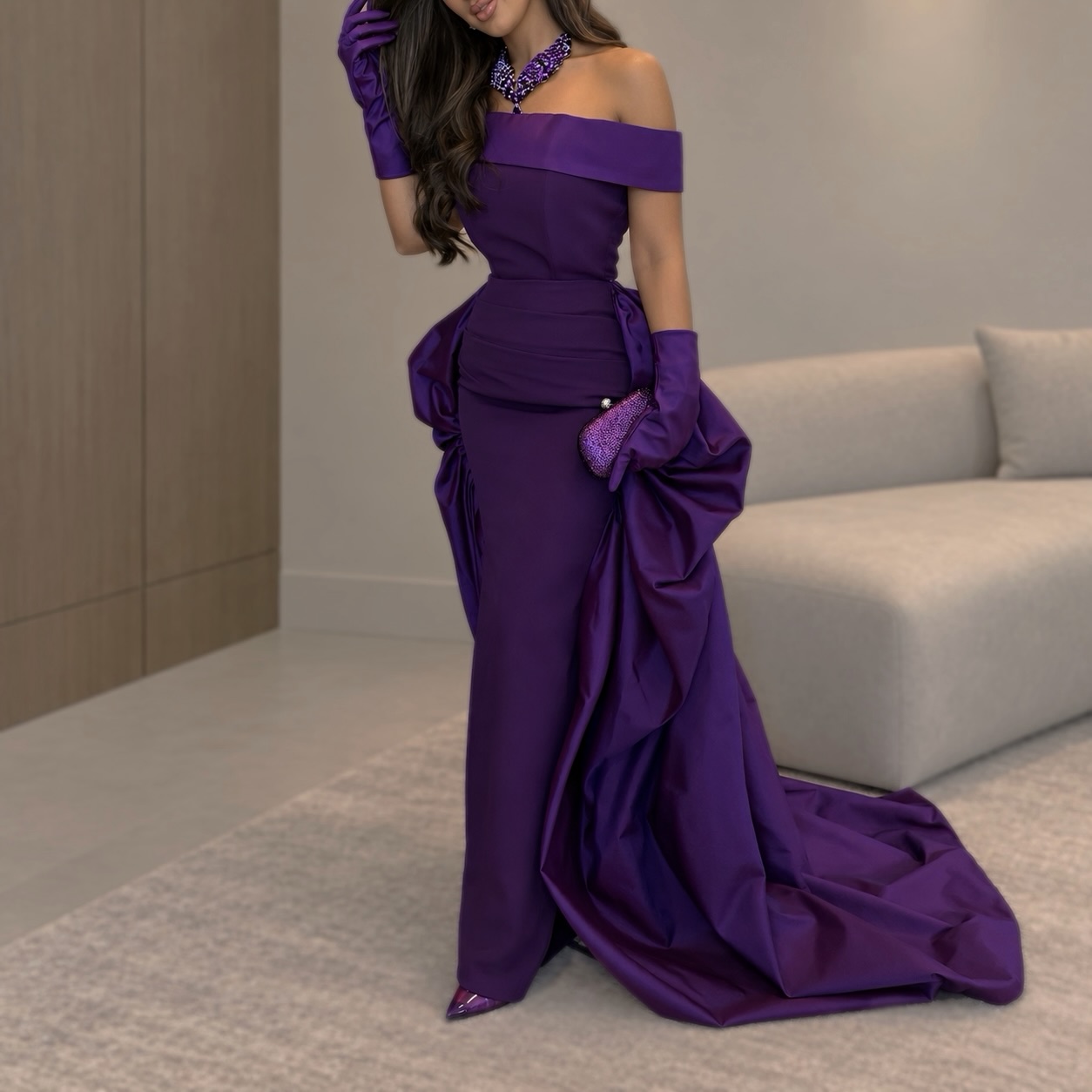 オーダーメイドのセクシーなサテン製イブニングドレス。女性用、 - Elegant Satin Evening Gown Split のレビューと価格