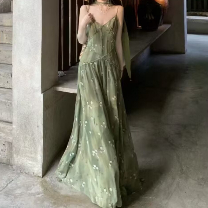 2025年新作 ヴィンテージ エレガント フレンチフローラル - French Vintage Floral Midi Dress のレビューと価格