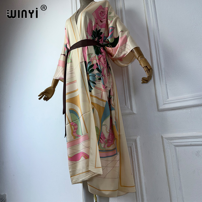 WINYI サマープリント 中東風着物 ビーチカバーアップド - Boho Summer Beach Maxi Dress のレビューと価格