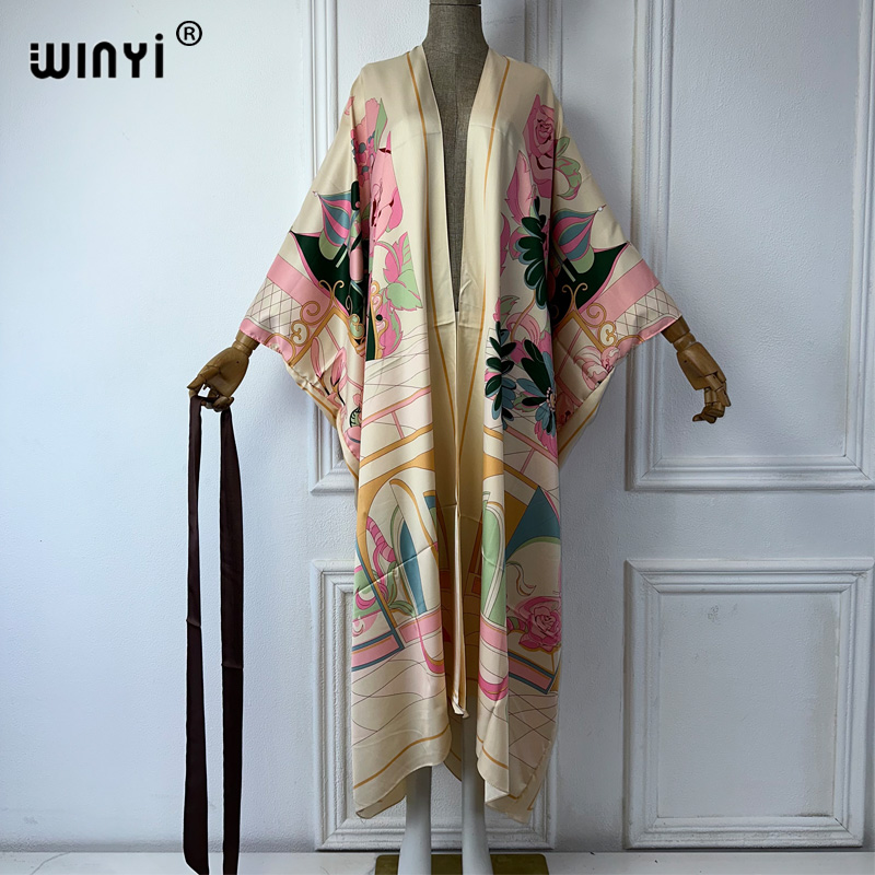 WINYI サマープリント 中東風着物 ビーチカバーアップド - Boho Summer Beach Maxi Dress のレビューと価格