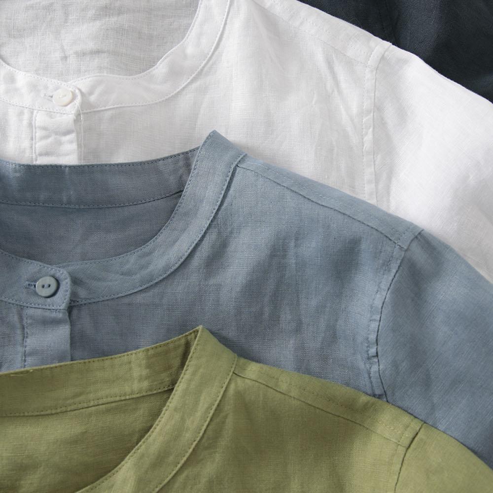 アウトレット 日本風 リネンシャツワンピース レディース カ - Casual Loose Linen Shirt Dress のレビューと価格