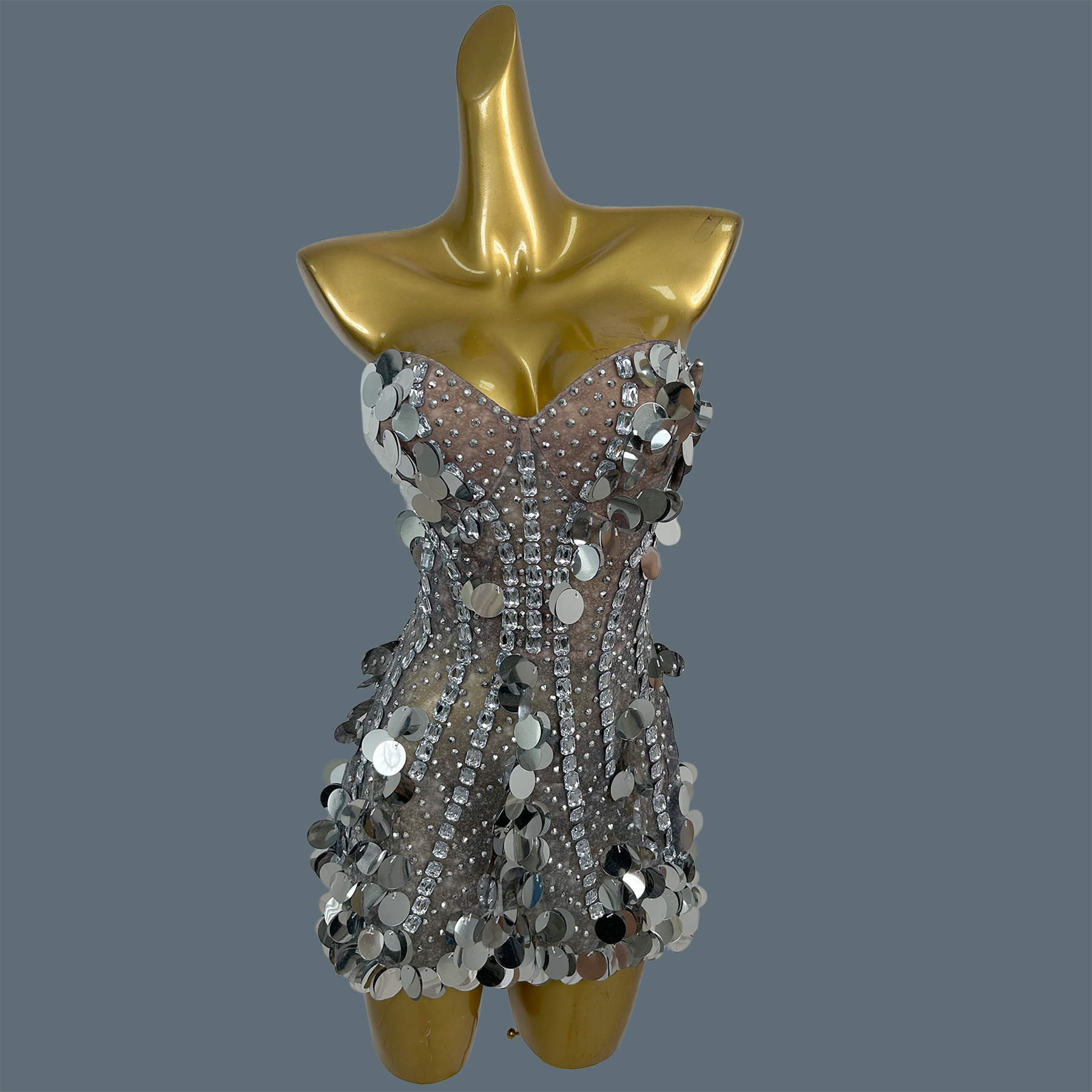 女性用、肩出し、きらめくラインストーンとスパンコールがあしら - Sparkly Rhinestone Club Party Dress のレビューと価格