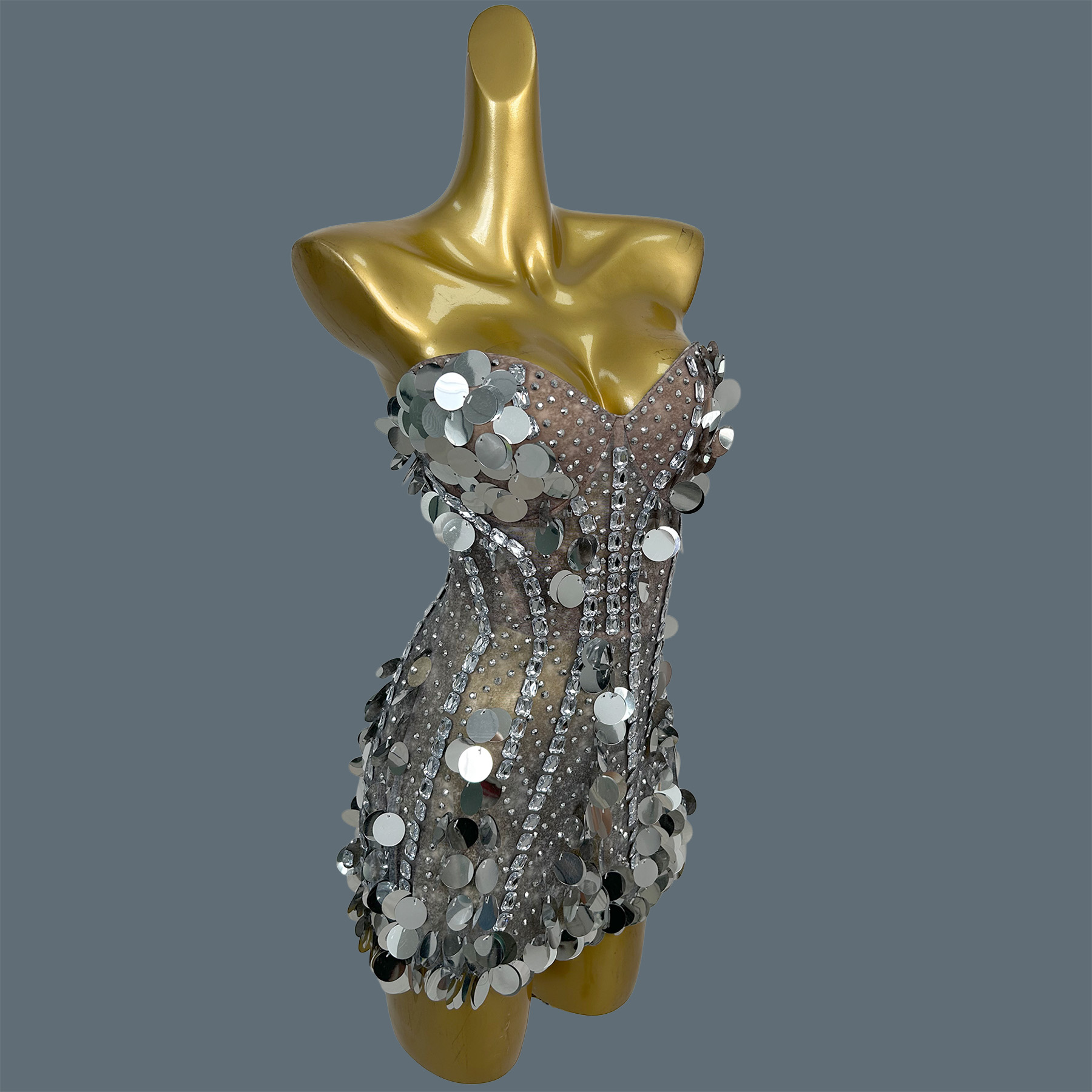 女性用、肩出し、きらめくラインストーンとスパンコールがあしら - Sparkly Rhinestone Club Party Dress のレビューと価格