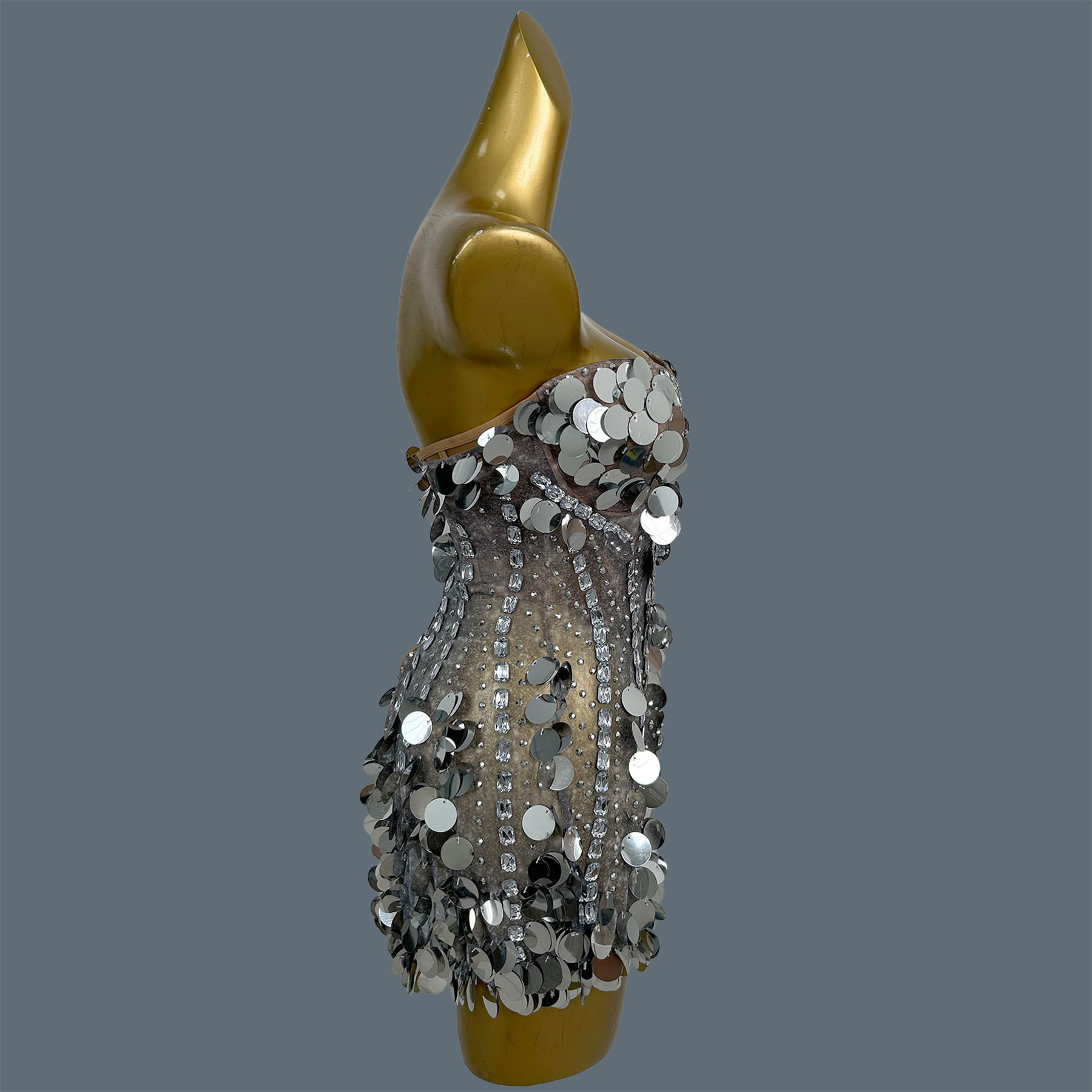 女性用、肩出し、きらめくラインストーンとスパンコールがあしら - Sparkly Rhinestone Club Party Dress のレビューと価格