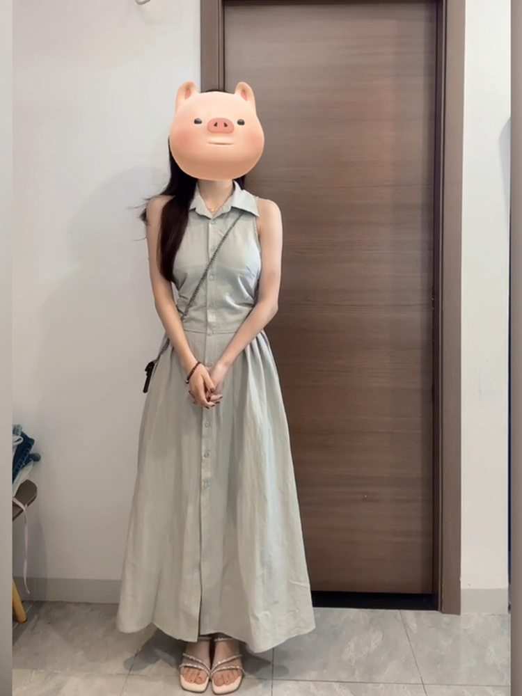 XZY シックカジュアル襟付きノースリーブシャツドレス女性の - Korean Style A Line Shirt Dress のレビューと価格