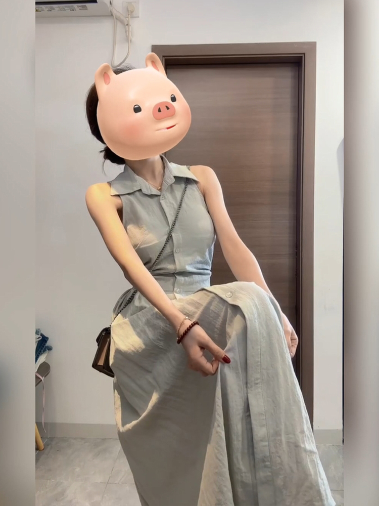 XZY シックカジュアル襟付きノースリーブシャツドレス女性の - Korean Style A Line Shirt Dress のレビューと価格