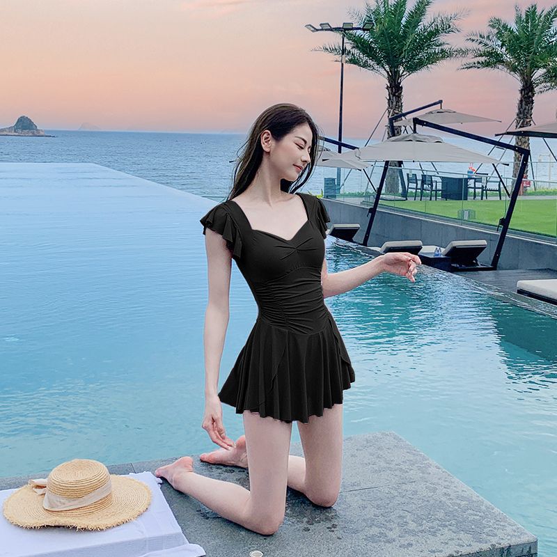 控えめなタンキニドレス水着女性用フリル裾フルカバースイムドレ - Swimwear のレビューと価格