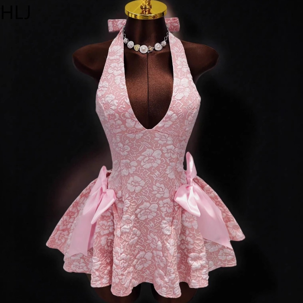 HLJ Y2K セクシーなジャカードパッチワークボディコンド - Y2K Backless Halter Mini Dress のレビューと価格