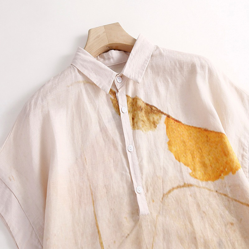 カジュアルコットンリネンシャツワンピース レディース プリン - Casual Loose Linen Shirt Dress のレビューと価格